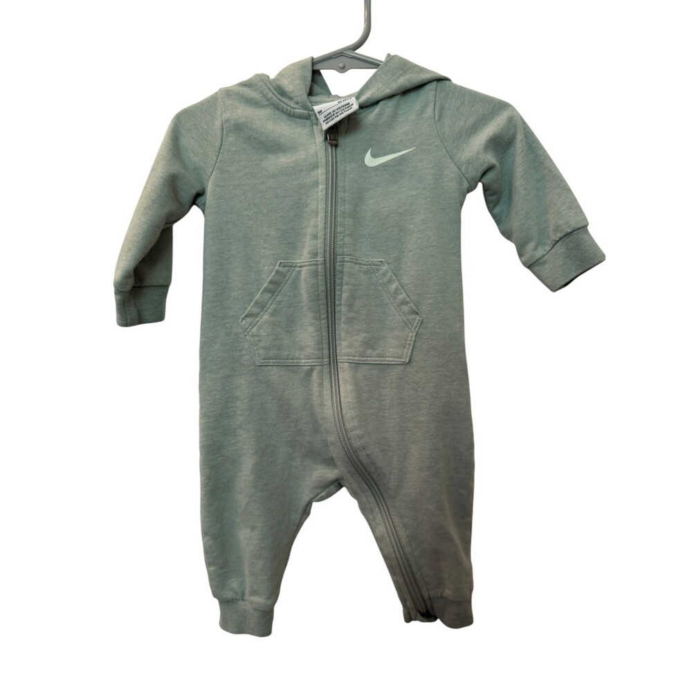 Nike Boys Zip Up Hooded Romper One-Piece Green Size 6 Months